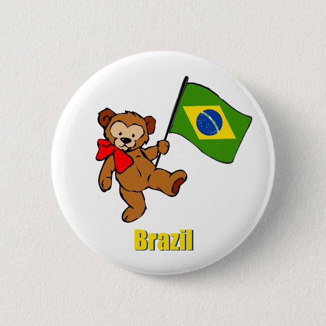 Brazil Teddy Bear 6 Cm Round Badge (Front)