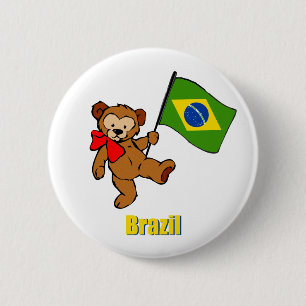 Brazil Teddy Bear 6 Cm Round Badge
