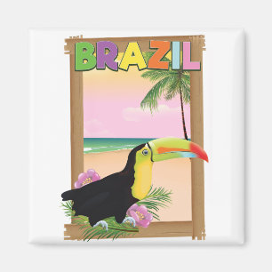 Brazil Toucan beach holiday poster Magnet