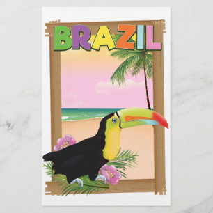 Brazil Toucan beach holiday poster Stationery