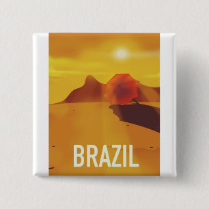 Brazil travel poster 15 cm square badge