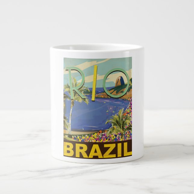 Brazil Travel Poster Large Coffee Mug (Front)