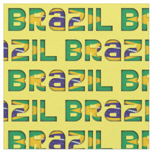 Brazil Typography Pattern Brazilian Flag Colours Fabric