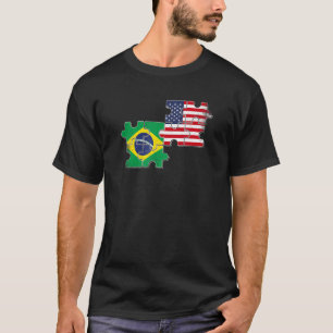 Brazil USA Brazilian American Flag T-Shirt
