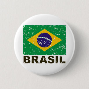 Brazil Vintage Flag 6 Cm Round Badge