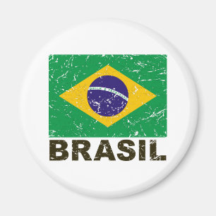 Brazil Vintage Flag Magnet