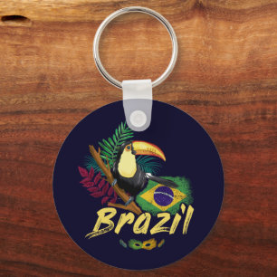 Brazil Vintage Toucan Flag Samba Mask Souvenir Key Ring