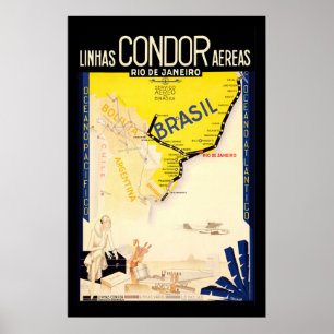 "Brazil" Vintage Travel Poster