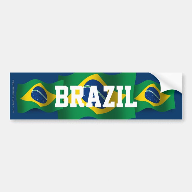 Brazil Waving Flag Bumper Sticker (Front)