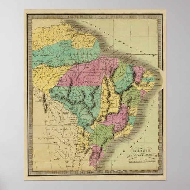 Brazil With Guiana and Paraguay Poster (Front)