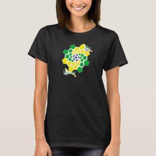 Brazil World Soccer Geometric Whirl Flag Color T-Shirt