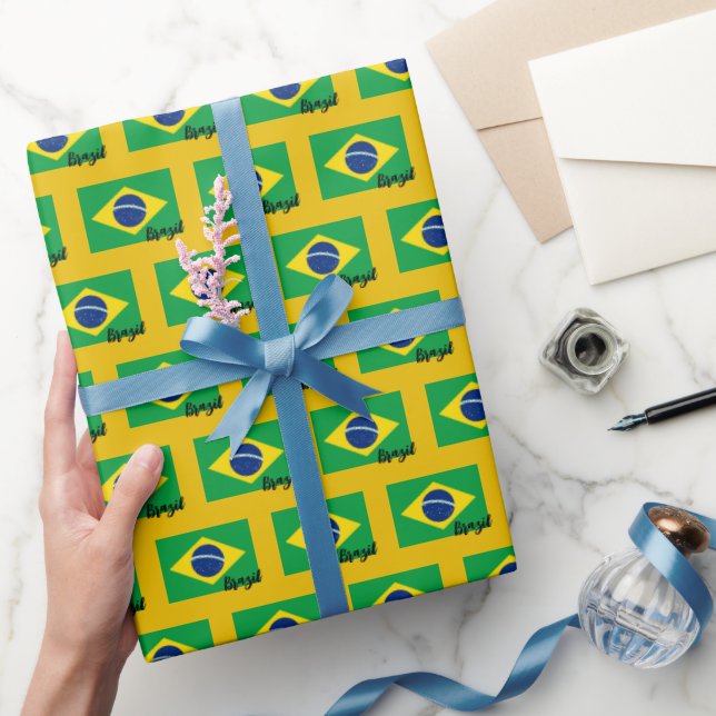 Brazil Wrapping Paper, Brazilian Flag patriotic Paper (Gifting)
