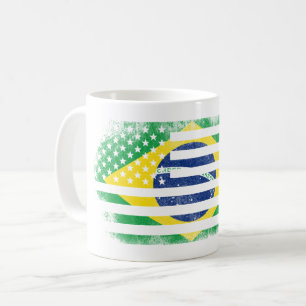 Brazilian American Flag   Brazil and USA Design Coffee Mug
