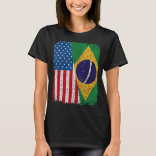 Brazilian American Flag Half USA Brazil Root Proud T-Shirt