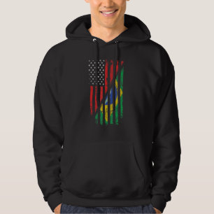 Brazilian American Flag Retro Style Usa Brazil Fla Hoodie