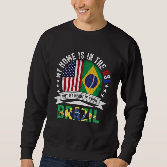 Brazilian American Patriot Heart is from Brazil Fl Sweatshirt (Front)