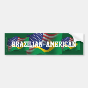 Brazilian-American Waving Flag Bumper Sticker