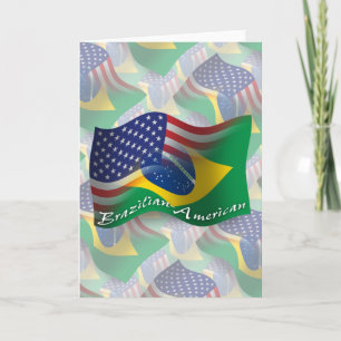 Brazilian-American Waving Flag Card
