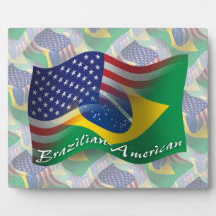 Brazilian-American Waving Flag Plaque