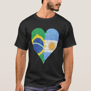 Brazilian Argentinian Flag Heart T-Shirt