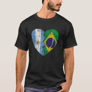 Brazilian Argentinian Flags Heart Argentina Brazil T-Shirt