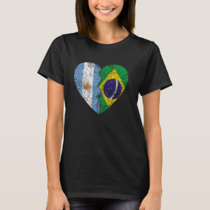 Brazilian Argentinian Flags Heart Argentina Brazil T-Shirt