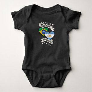 Brazilian Argentinian Heart Flags Brazil Argentina Baby Bodysuit