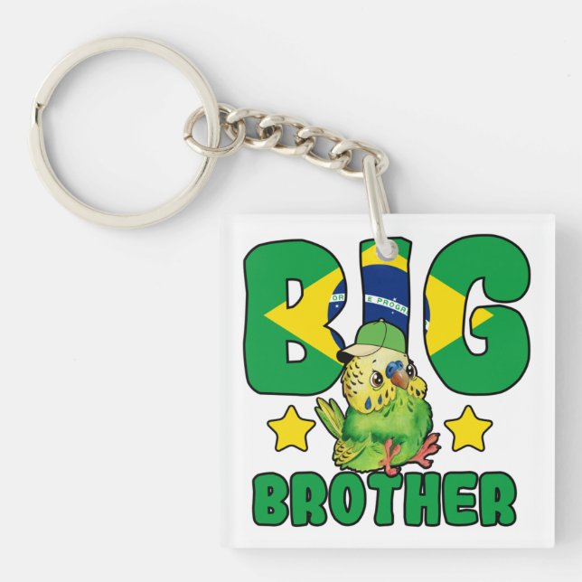 Brazilian Big Brother - Bird with Brazil Flag Key Ring (Front)