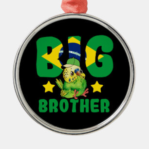 Brazilian Big Brother - Bird with Brazil Flag Metal Ornament