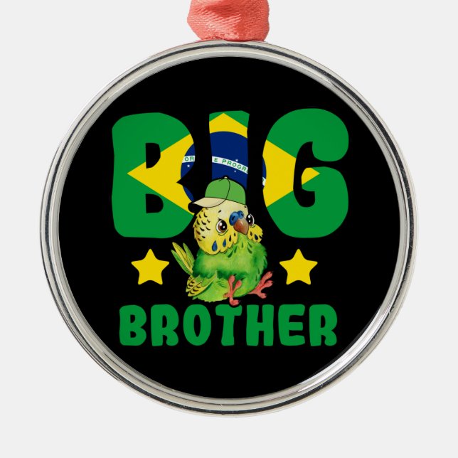 Brazilian Big Brother - Bird with Brazil Flag Metal Ornament (Front)