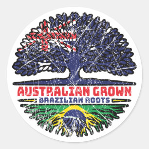 Brazilian Brazil Australian Australia Tree Roots Classic Round Sticker
