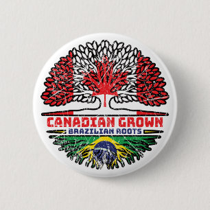 Brazilian Brazil Canadian Canada Tree Roots Flag 6 Cm Round Badge