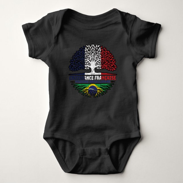 Brazilian Brazil French France Tree Roots Flag Baby Bodysuit (Front)