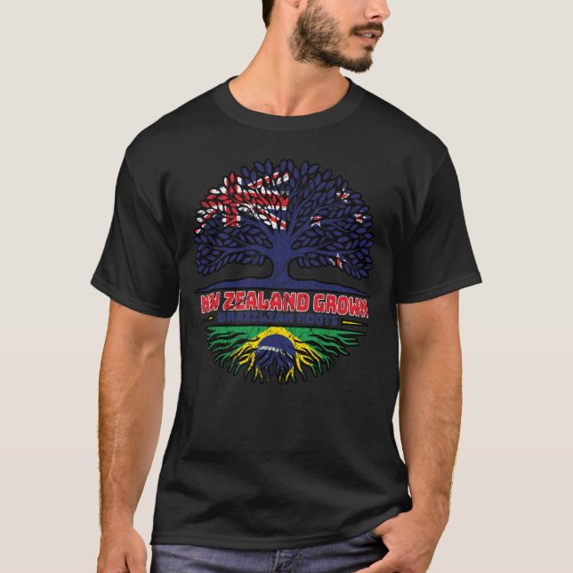 Brazilian Brazil New Zealander New Zealand Tree T-Shirt (Front)