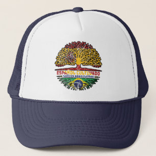 Brazilian Brazil Spain Spanish Tree Roots Flag Trucker Hat