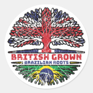 Brazilian Brazil Uk United Kingdom British Tree Classic Round Sticker