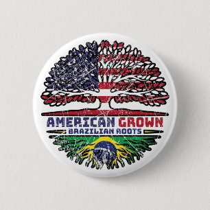 Brazilian Brazil US American USA United States 6 Cm Round Badge