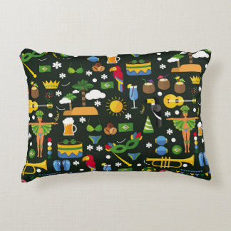 Brazilian carnival, vintage flat texture. decorative cushion