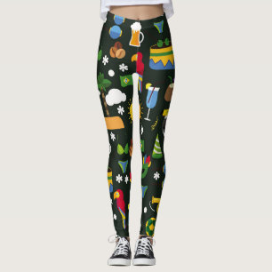 Brazilian carnival, vintage flat texture. leggings