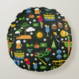 Brazilian carnival, vintage flat texture. round cushion