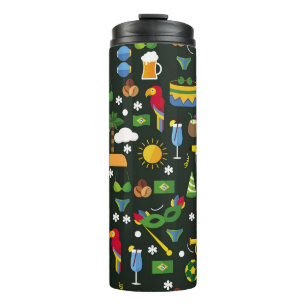 Brazilian carnival, vintage flat texture. thermal tumbler