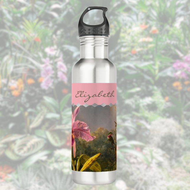 Brazilian Cattelya Orchid Hummingbird Monogrammed 710 Ml Water Bottle (Creator Uploaded)