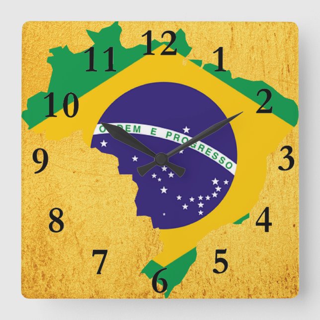 Brazilian country flag square wall clock (Front)