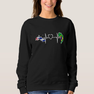 Brazilian Cuban Flag Brazil Cuba Heartbeat Sweatshirt