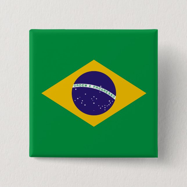 Brazilian flag 15 cm square badge (Front)