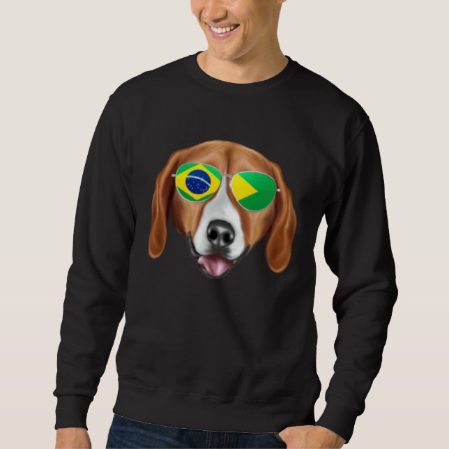 Brazilian Flag American Foxhound Dog Brazil Pocket Sweatshirt (Front)
