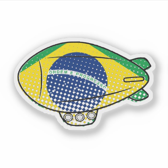 Brazilian Flag Blimp Balloon In Blue Sky Custom (Front)