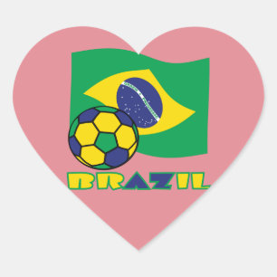 Brazilian Flag Brazil Soccer Ball Heart Sticker