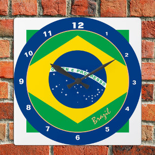 Brazilian Flag & Brazil trendy fashion /design Square Wall Clock