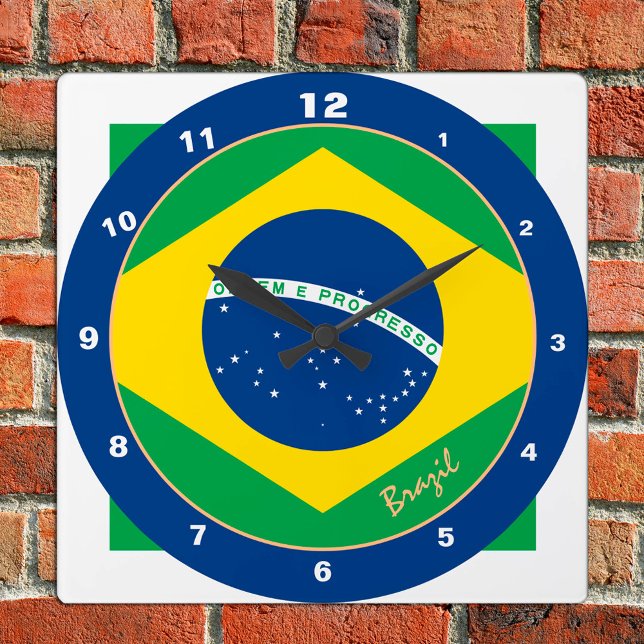 Brazilian Flag & Brazil trendy fashion /design Square Wall Clock (Creator Uploaded)